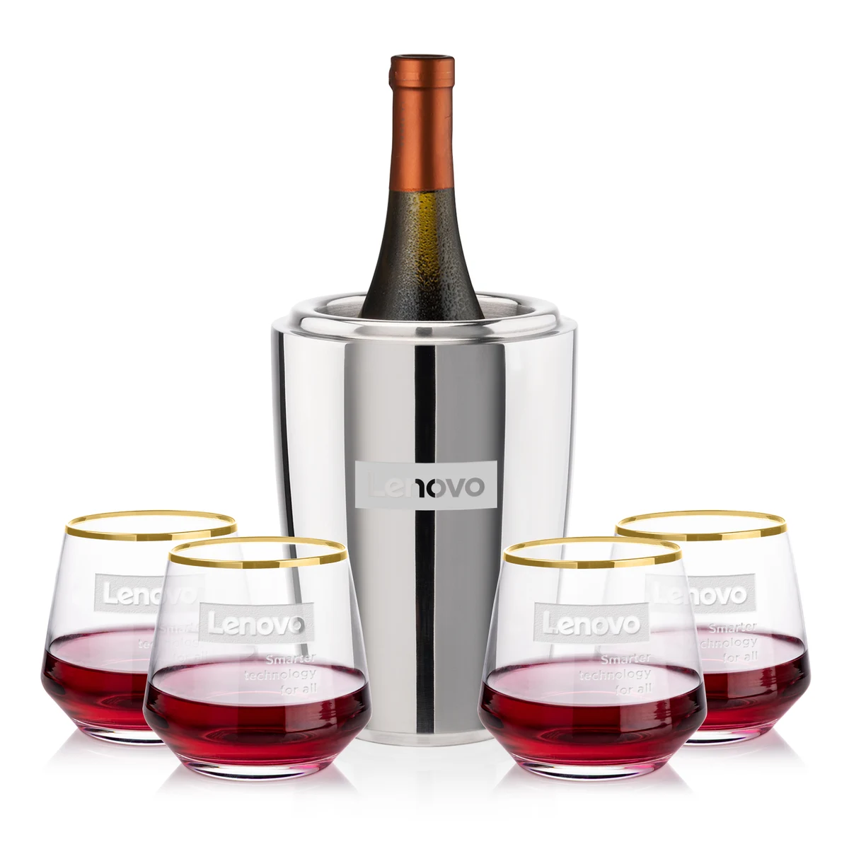 Pescara Wine Cooler & Tucson Gold Rim Stemless Wine 1