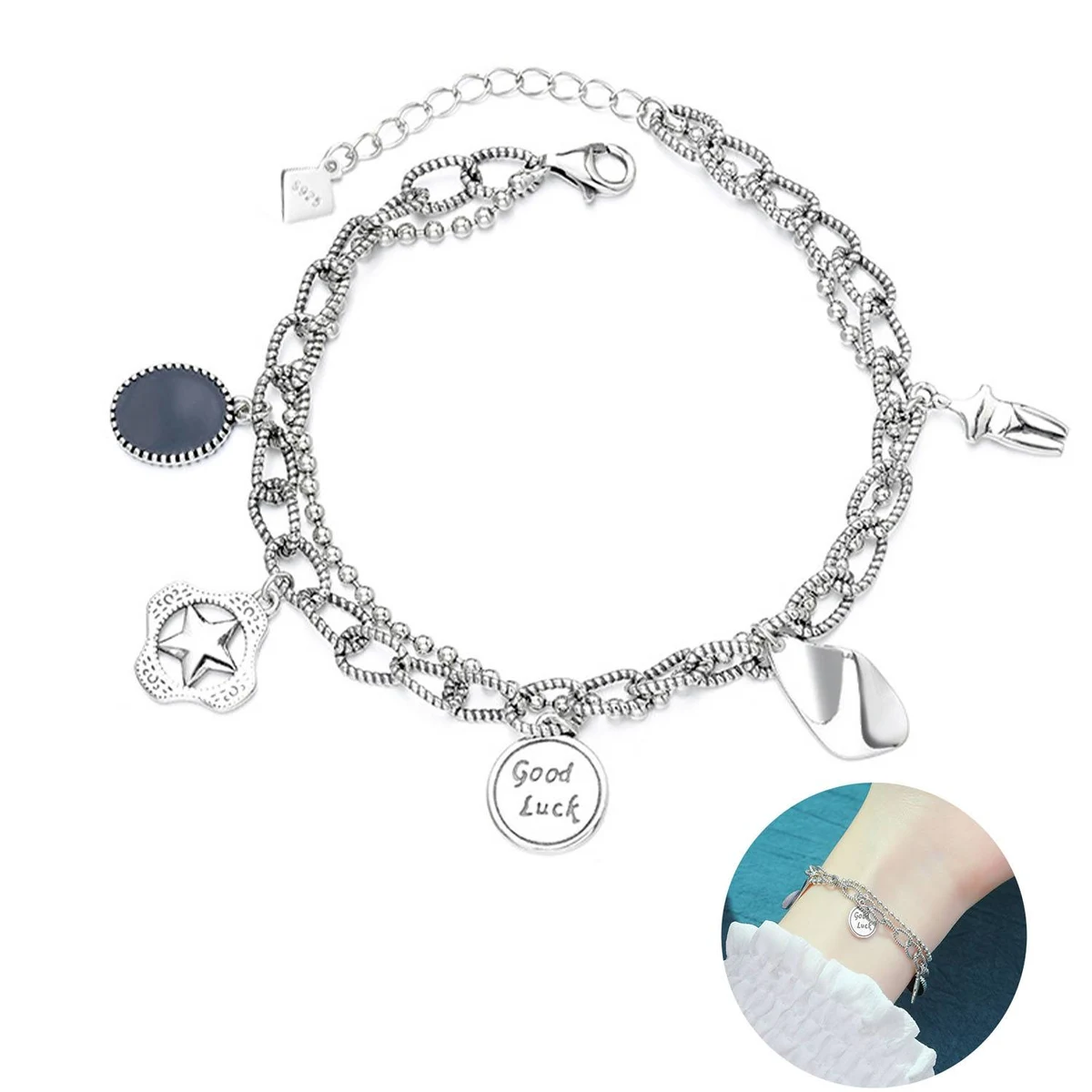 Silver Personality fashion multi-layer lucky bracelet 1