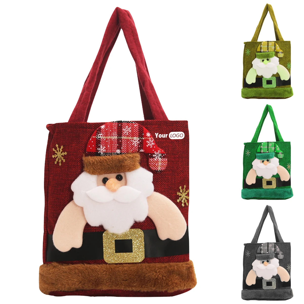 Jute Festive Santa Gift Bag With Handle, custom tote bag with logo imprint 1