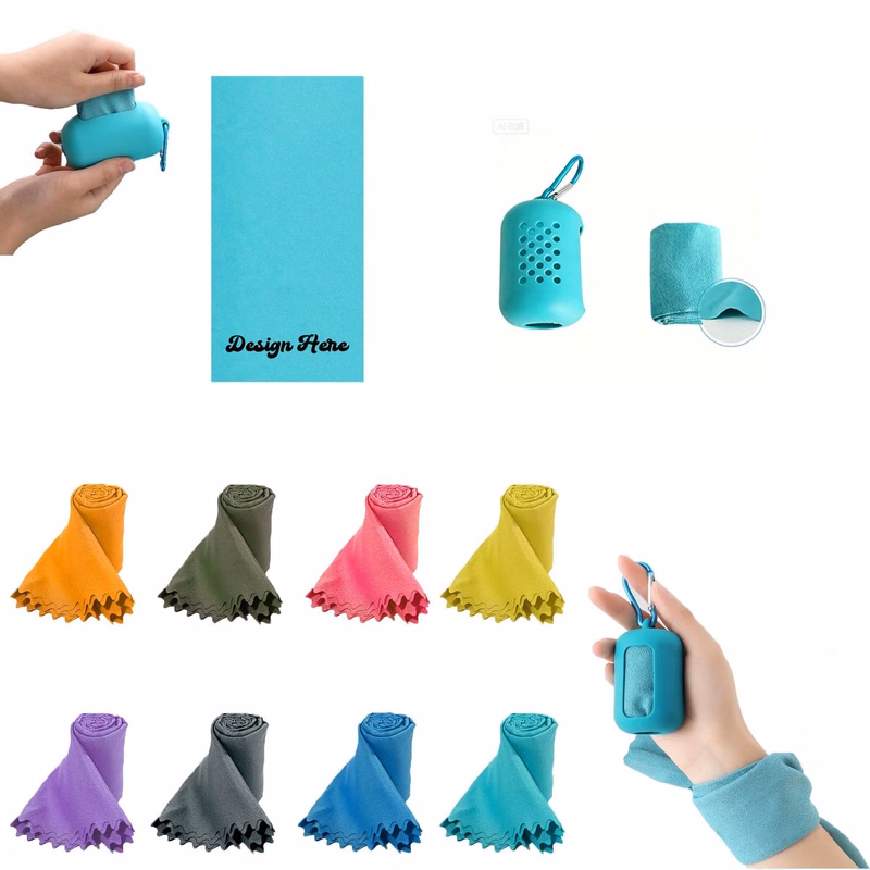 Polar Cooling Gym Towels with Silicone Travel Case