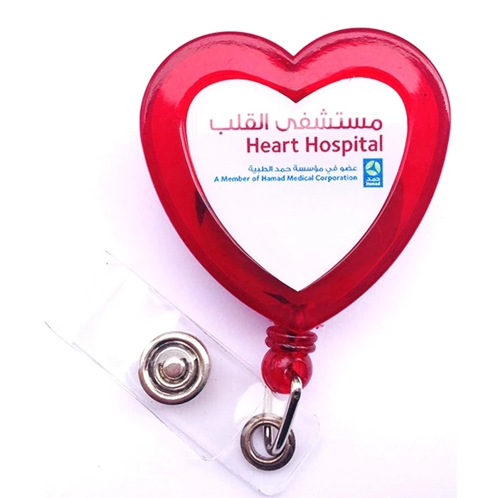 Heart Shaped Retractable Badge Holder - Full color 1
