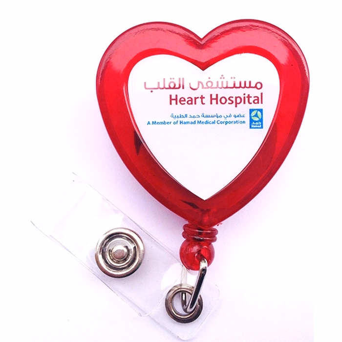 Heart Shaped Retractable Badge Holder - Full color