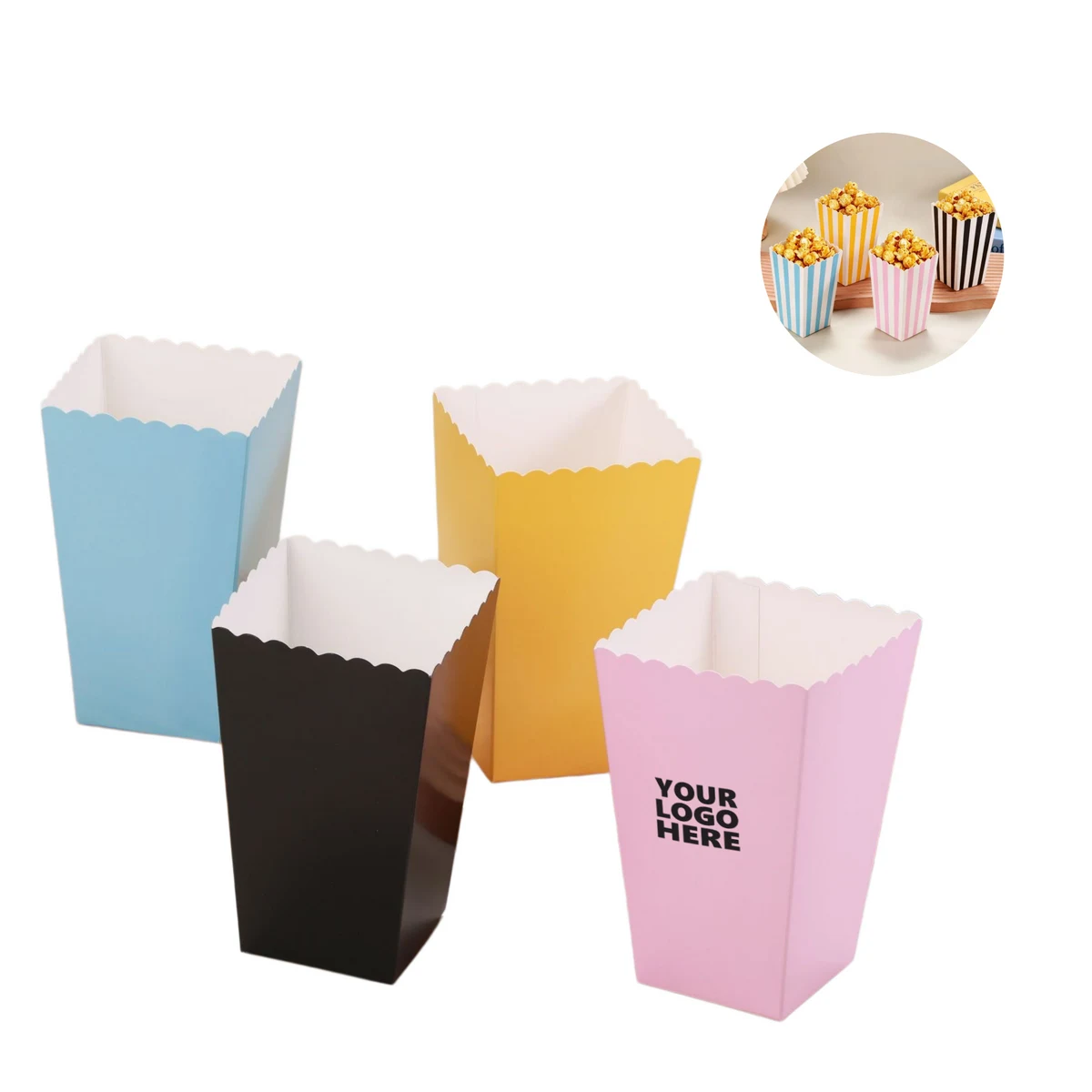 Colorful Disposable Cardboard Popcorn Holders 1