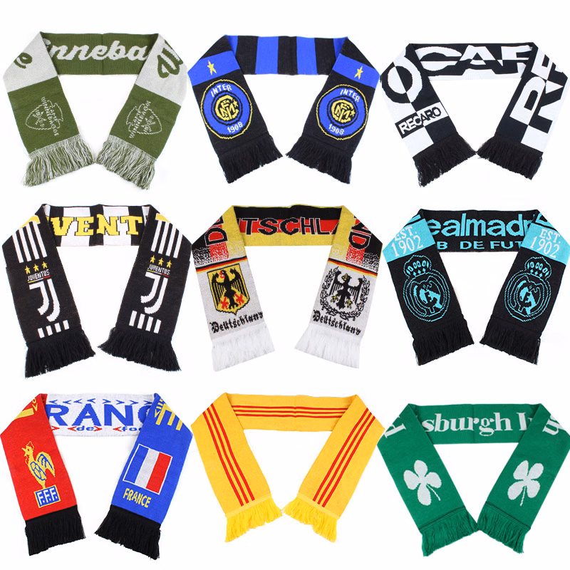 Custom Knitted Stadium Sport Scarf With Fringe