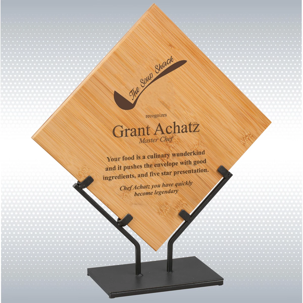 14.25" Bamboo Plaque w/Metal Stand 1