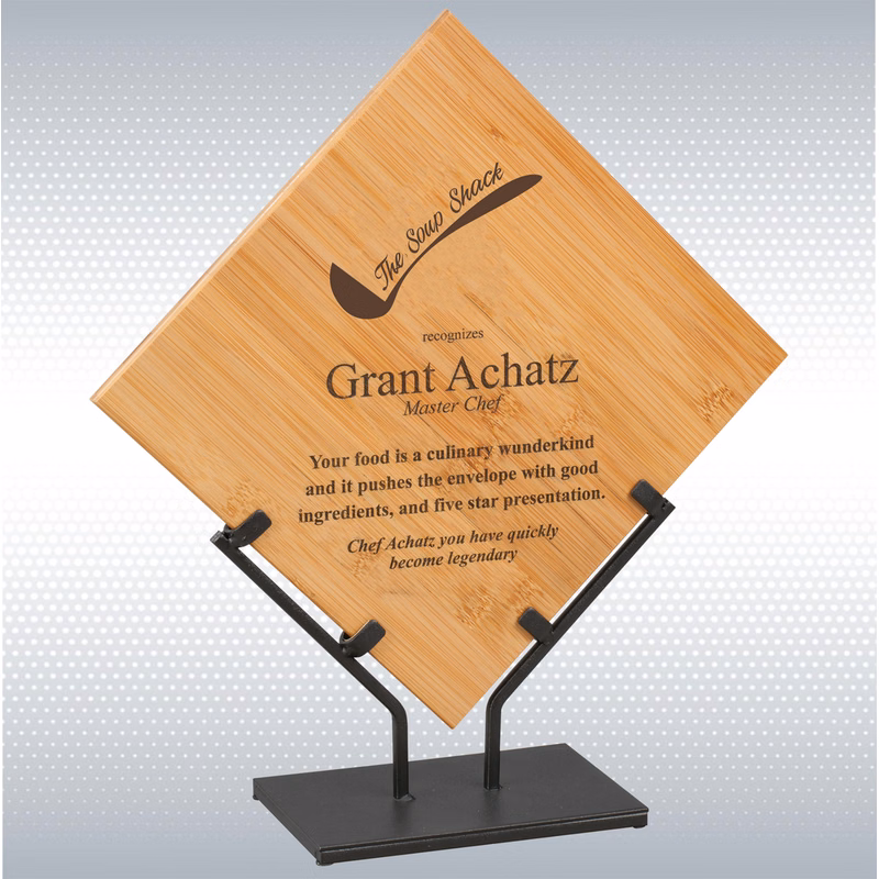 14.25" Bamboo Plaque w/Metal Stand