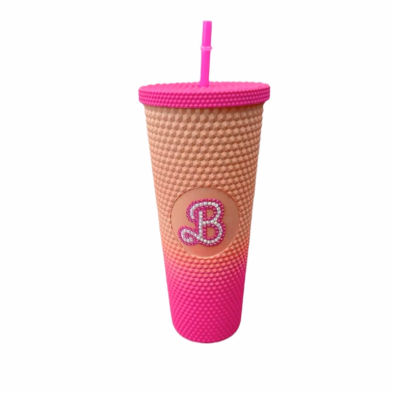 Pink Coffee Tumbler with Straw