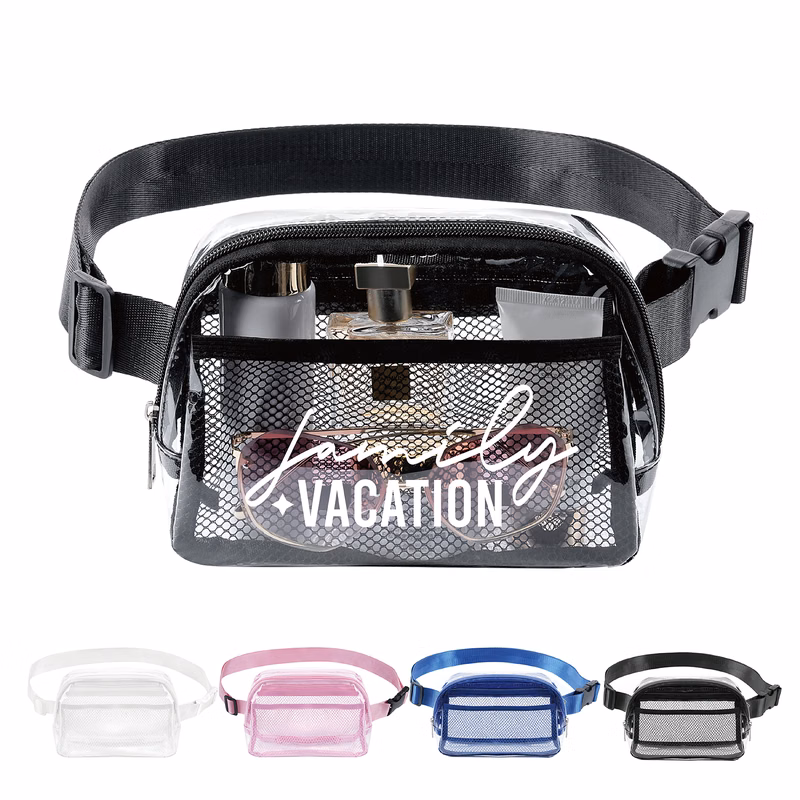 Everywhere Cross Body Clear PVC 2 Zipper Belt Bag