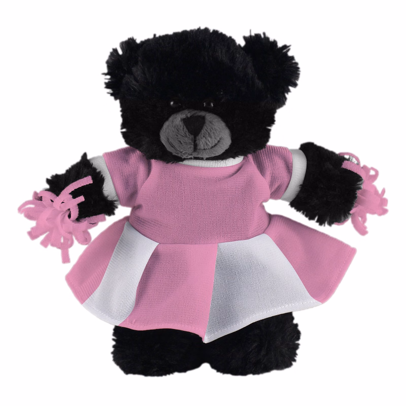 Soft Plush Stuffed Black Bear with Cheerleader Outfit
