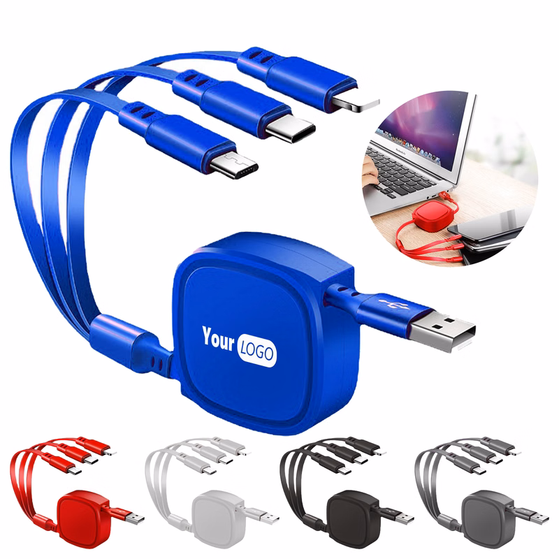 Abs Retractable 3-In-1 Usb Charging Cable ?C Portable And Easy To Use