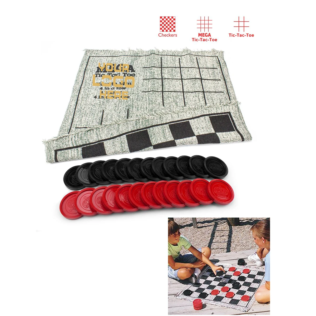 Giant 3-in-1 Checkers and Jumbo Board Games 1