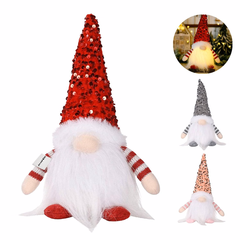 LED-Illuminated Lights Art Faceless Christmas Dwarf Doll