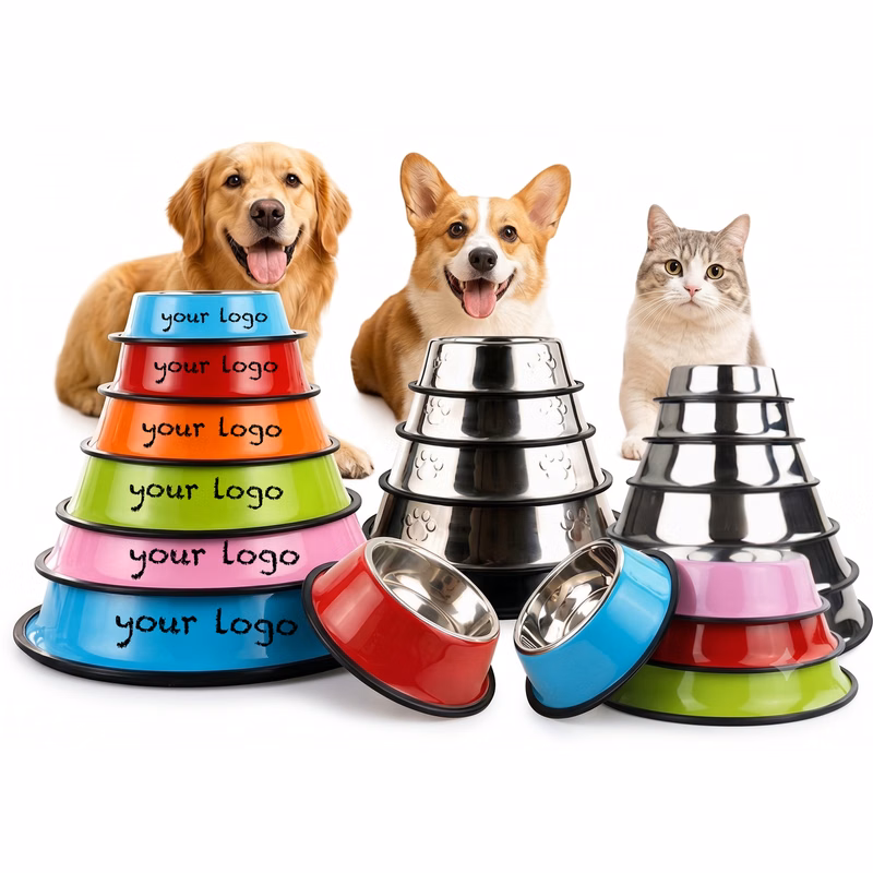 Anti-Slip And Drop-Resistant Stainless Steel Pet Bowls
