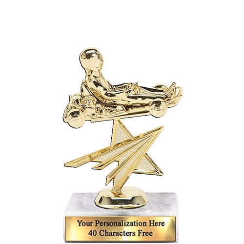Trophy: 7", 2x3 white marble base, Go Kart Gold Un