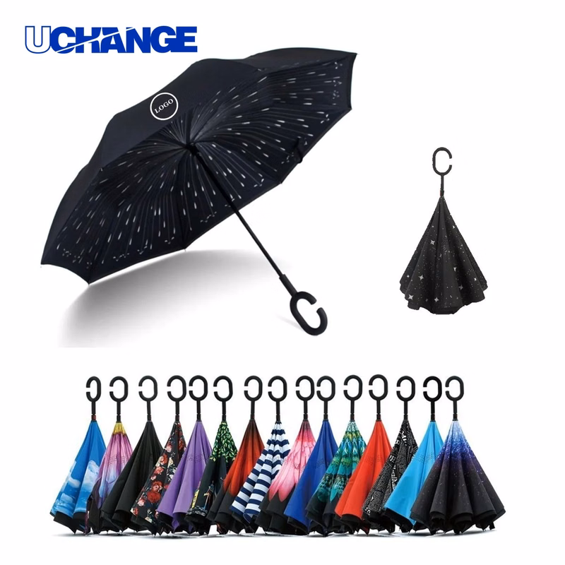 Double Layer Inverted Umbrella with C Handle