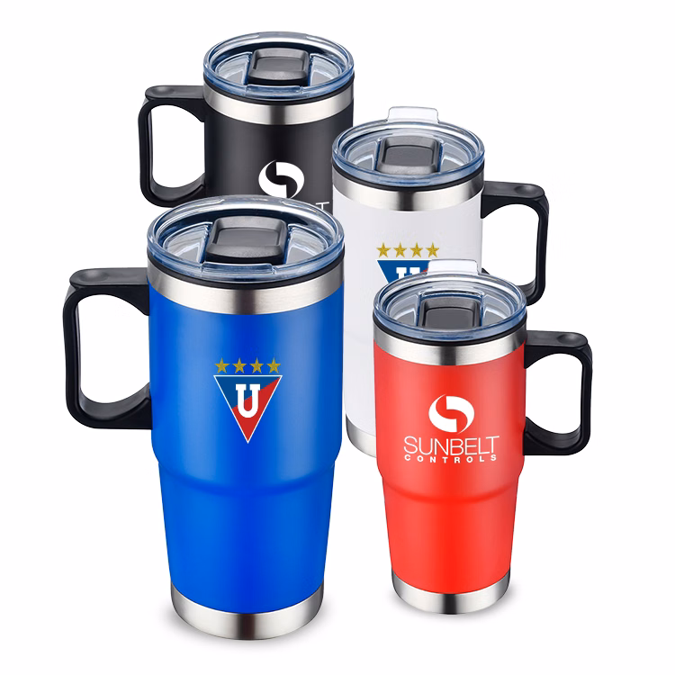24 oz. Stainless Steel Black Carrying Handle Travel Mug