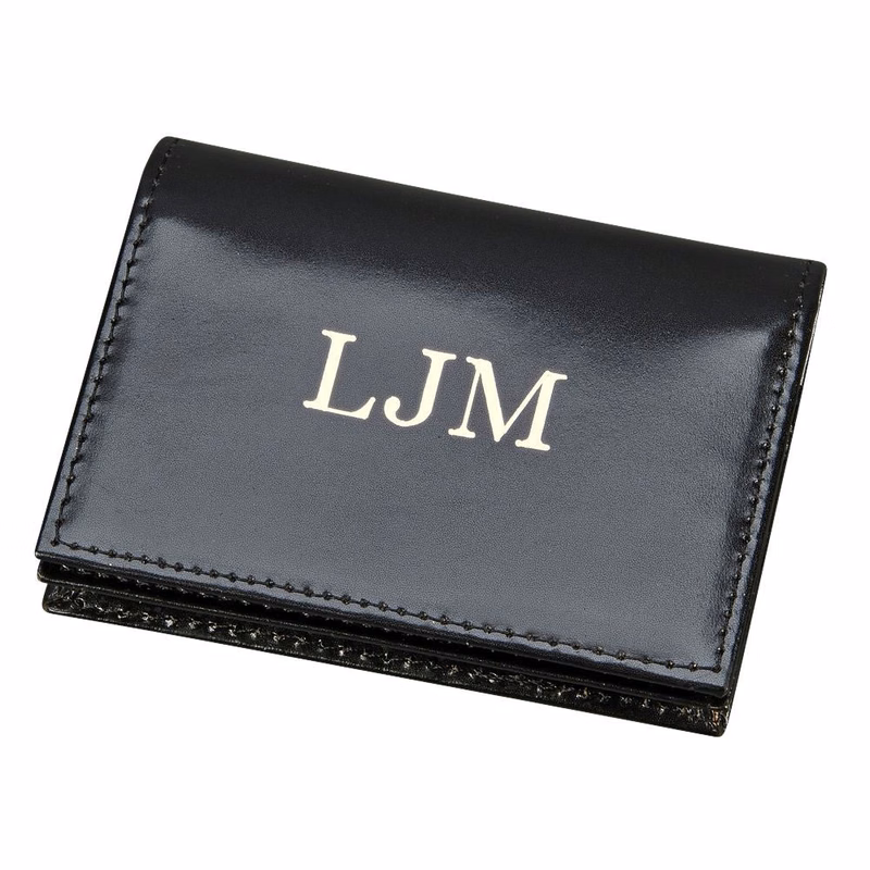 BLACK LEATHER EXPANDING CARD CASE AND MONEY HOLDER