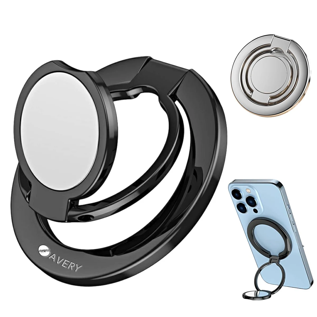 Metal 3-Section Magnetic Suction Phone Ring Holder 1