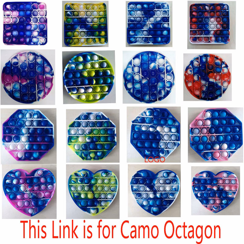 Camo Octagon Silicone Stress Squeeze Pop Fidget Its Toys