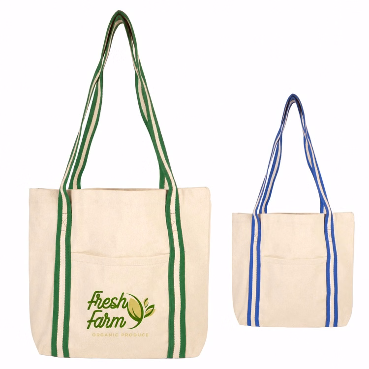Sonoma Striped Handle 10oz Cotton Tote Bag