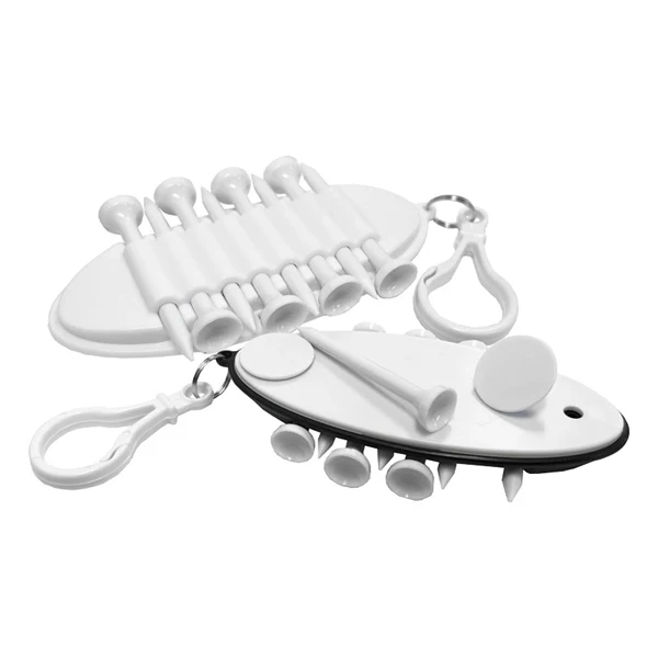 Custom Golf Tee Organizer Set with Clip — 8 Plastic Tees & Ball Markers 1
