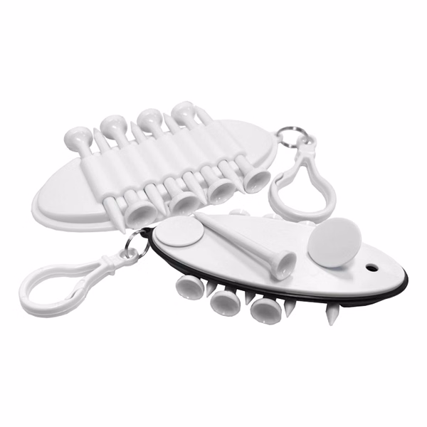 Custom Golf Tee Organizer Set with Clip — 8 Plastic Tees & Ball Markers