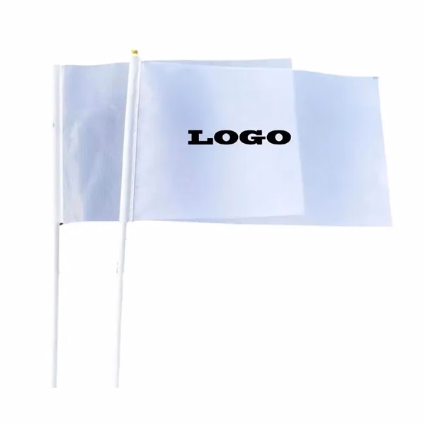 Personalized Small White Blank Flag On Stick Party Decorations