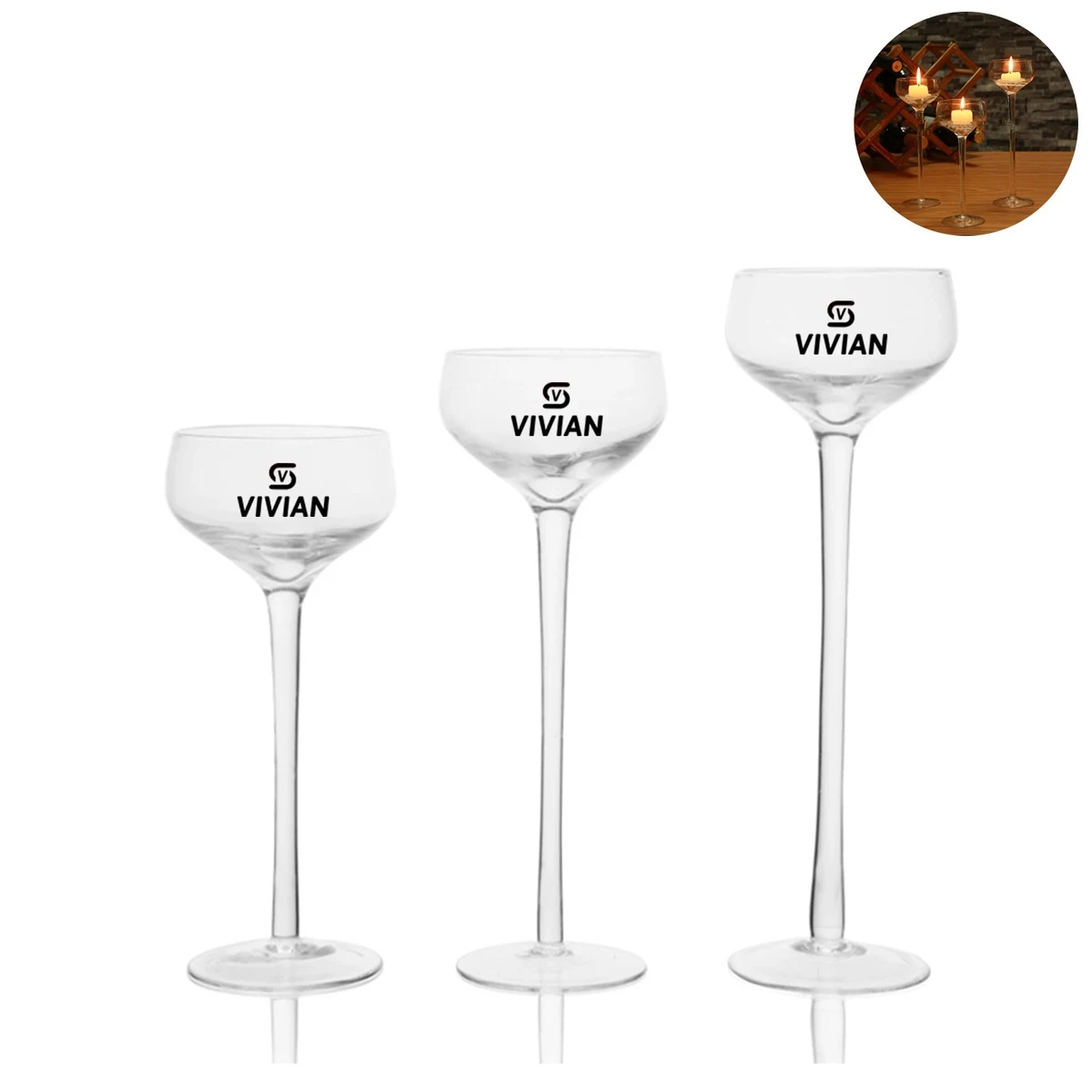 Glass Pillar Candle Holders Set 1