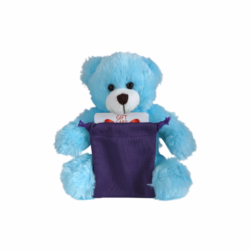 soft plush Blue Bear with gift card sack