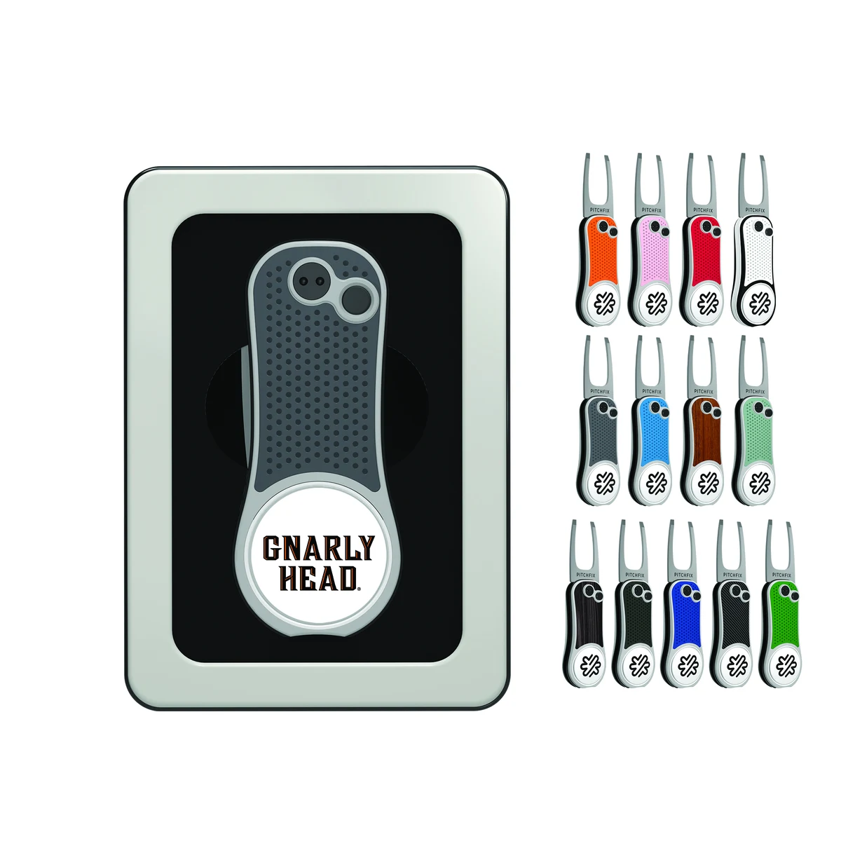 Pitchfix Hybrid Golf Divot Tool in Window Tin 1