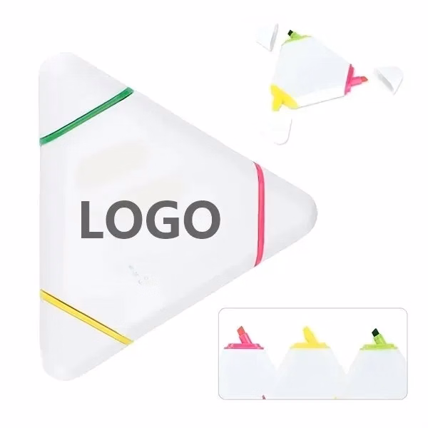 Custom 3 Color Triangular Plastic Highlighter Pen — Student & Office Giveaway