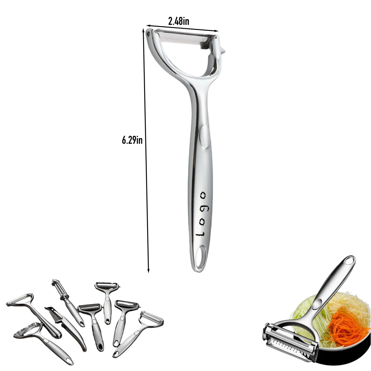 Multifunctional Zinc Alloy Peeler For Potatoes And Fruit, custom kitchen gadget with logo imprint 1