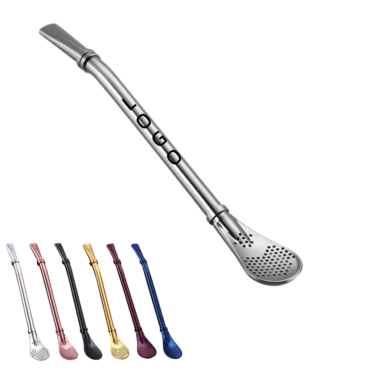 Stainless Steel Straw Spoon Stirrer With Straining Tip 1