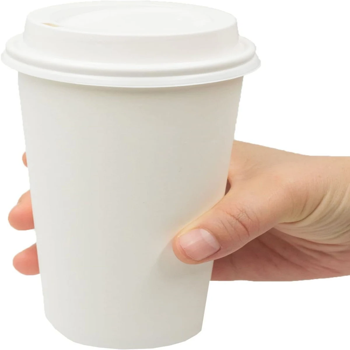 50 Pack 16 oz Disposable Paper Cups With Lids, custom paper cup with logo imprint 1