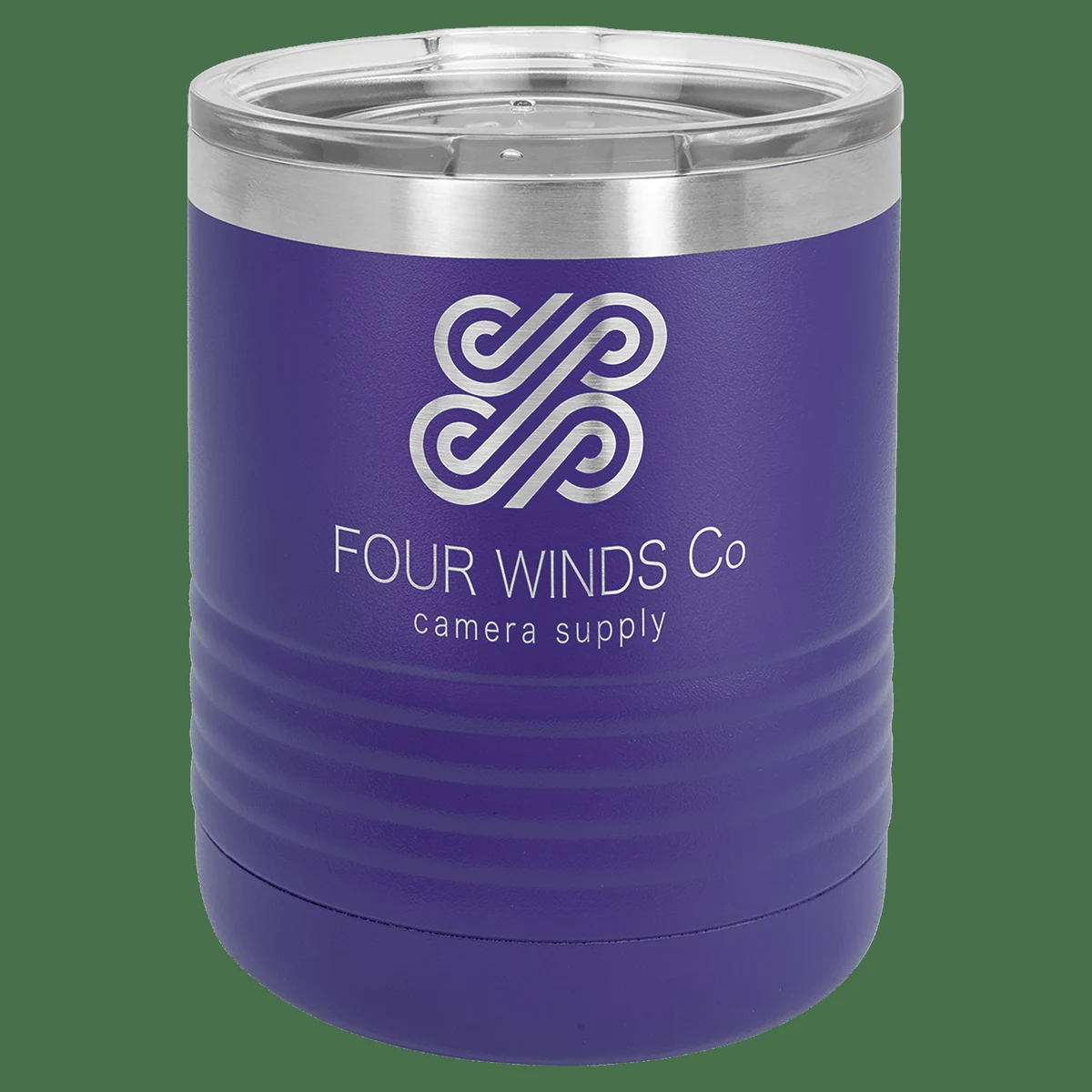 Polar Camel 10 oz. Purple Vacuum Insulated Ringneck Tumbler with Clear Lid 1