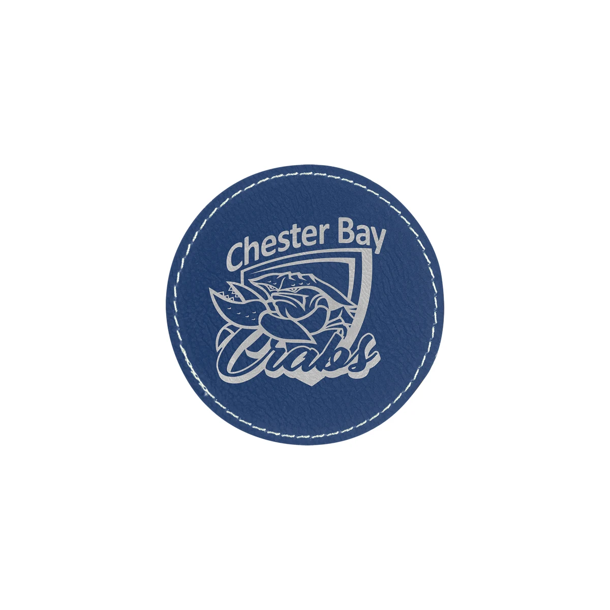 3" Blue/Silver Leatherette Round Patch with Adhesive 1