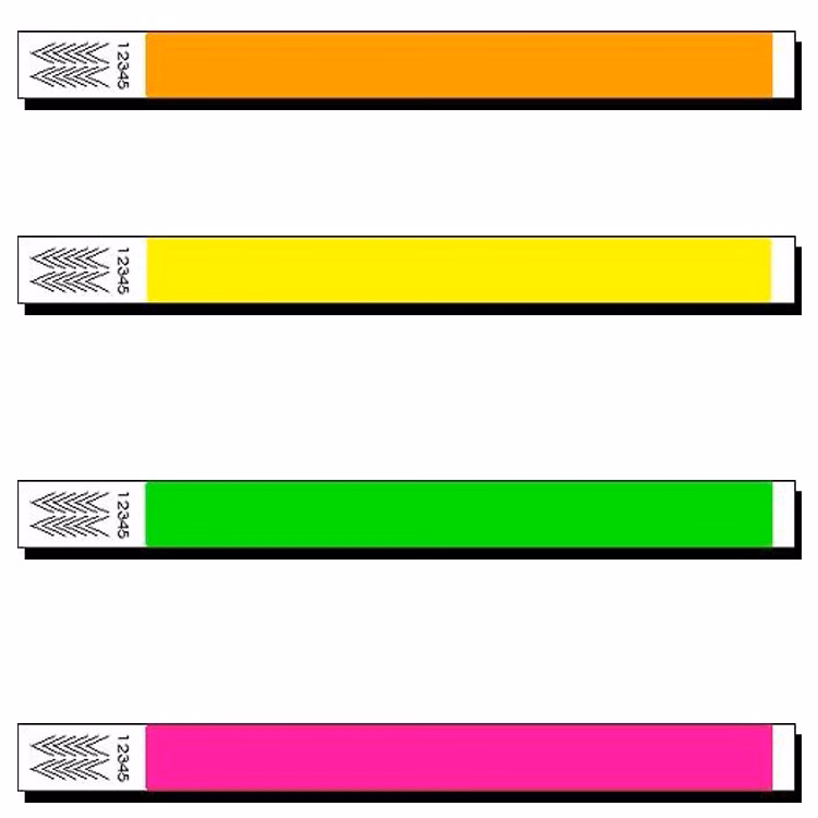 3/4" Tyvek Wristband - Neon - Black Light Sensitive