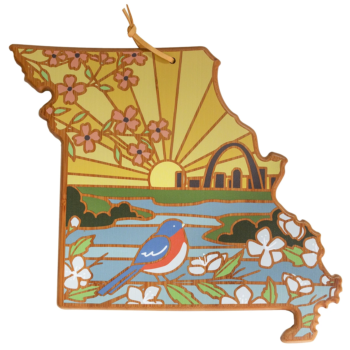 Missouri State Shaped Serving and Cutting Board with Artwork by Summer Stokes 1