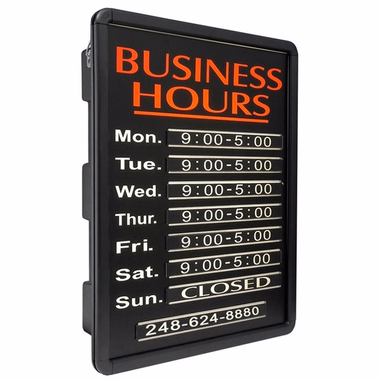 16" x 20" Business Hours Simulated Neon Sign