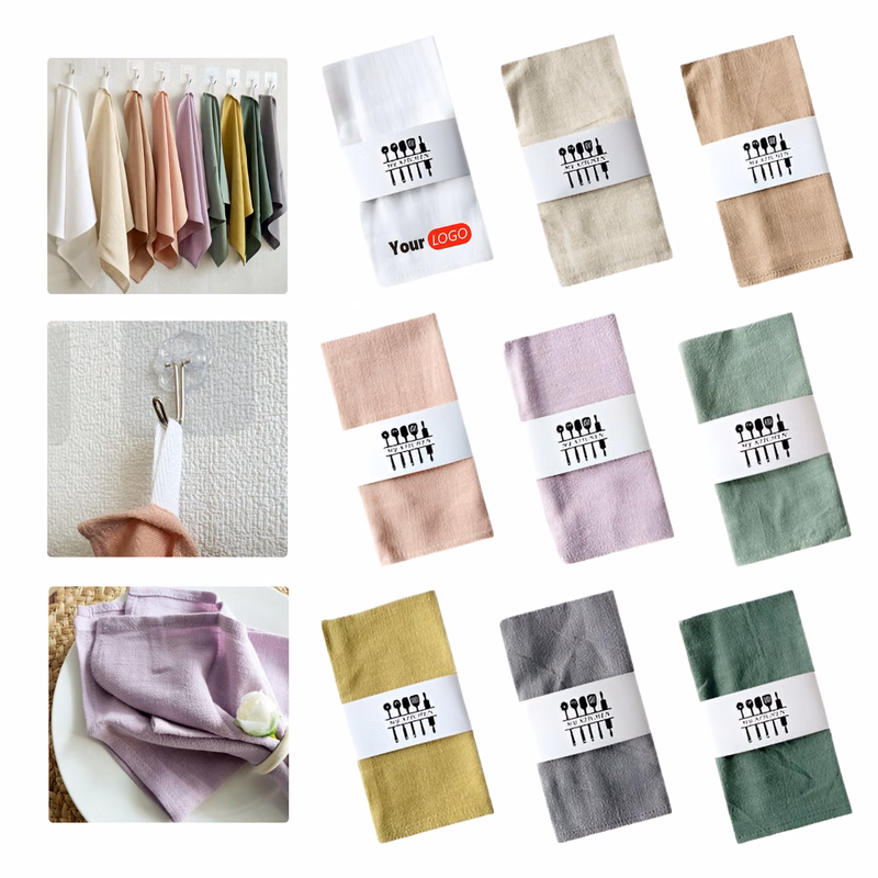 MOQ 50 Premium Linen Cotton Square Napkins for Wedding Table Settings