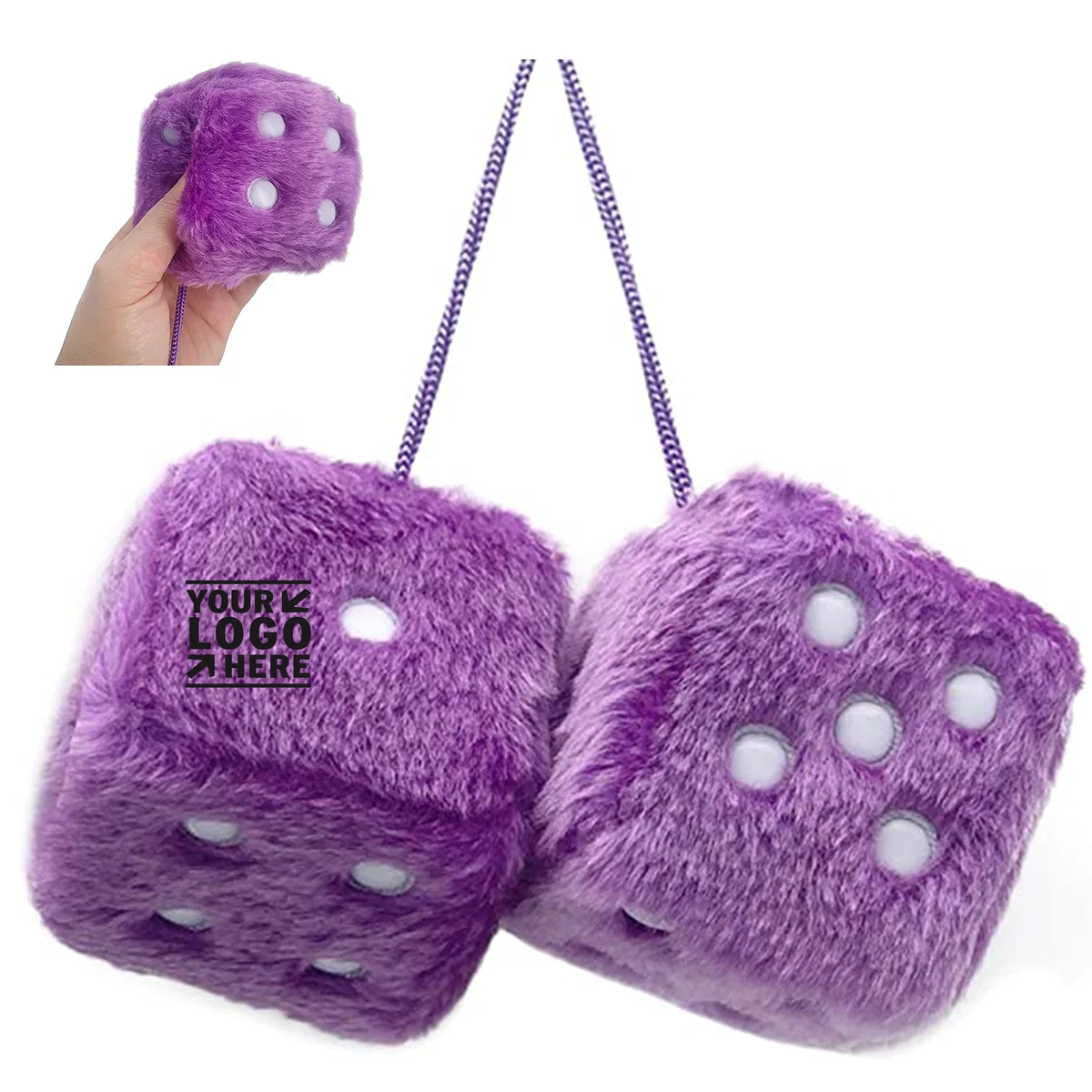 Purple Retro Square Fuzzy Plush Dice 1