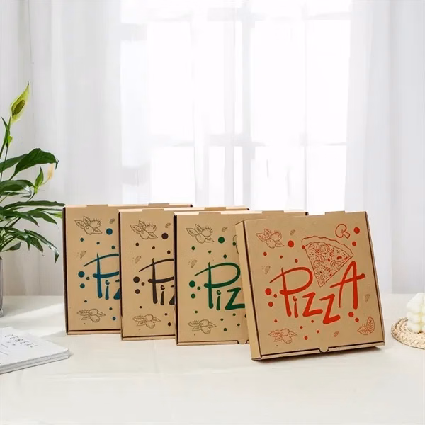 Custom 7.3 x 7.3 x 1.6 Inch Corrugated Pizza Box — Branded Food Delivery Item