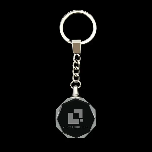 Crystal Circular Beveled Keychain 1
