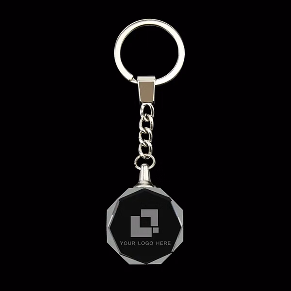 Crystal Circular Beveled Keychain