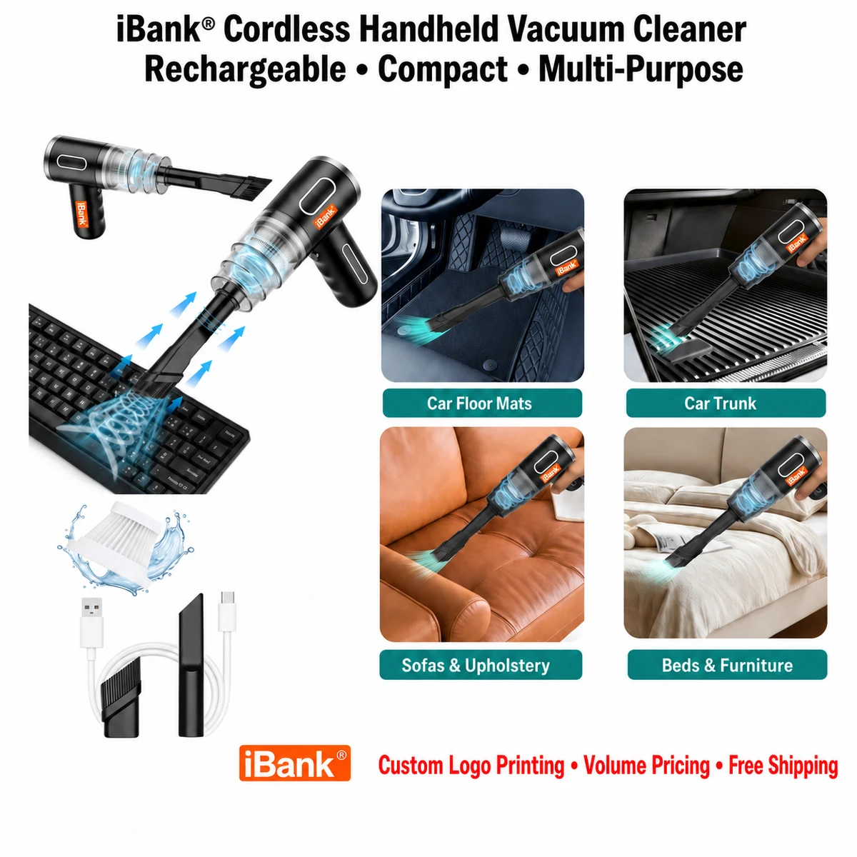 iBank ® Cordless Air Duster & Vacuum Cleaner with Rechargeable Battery 1