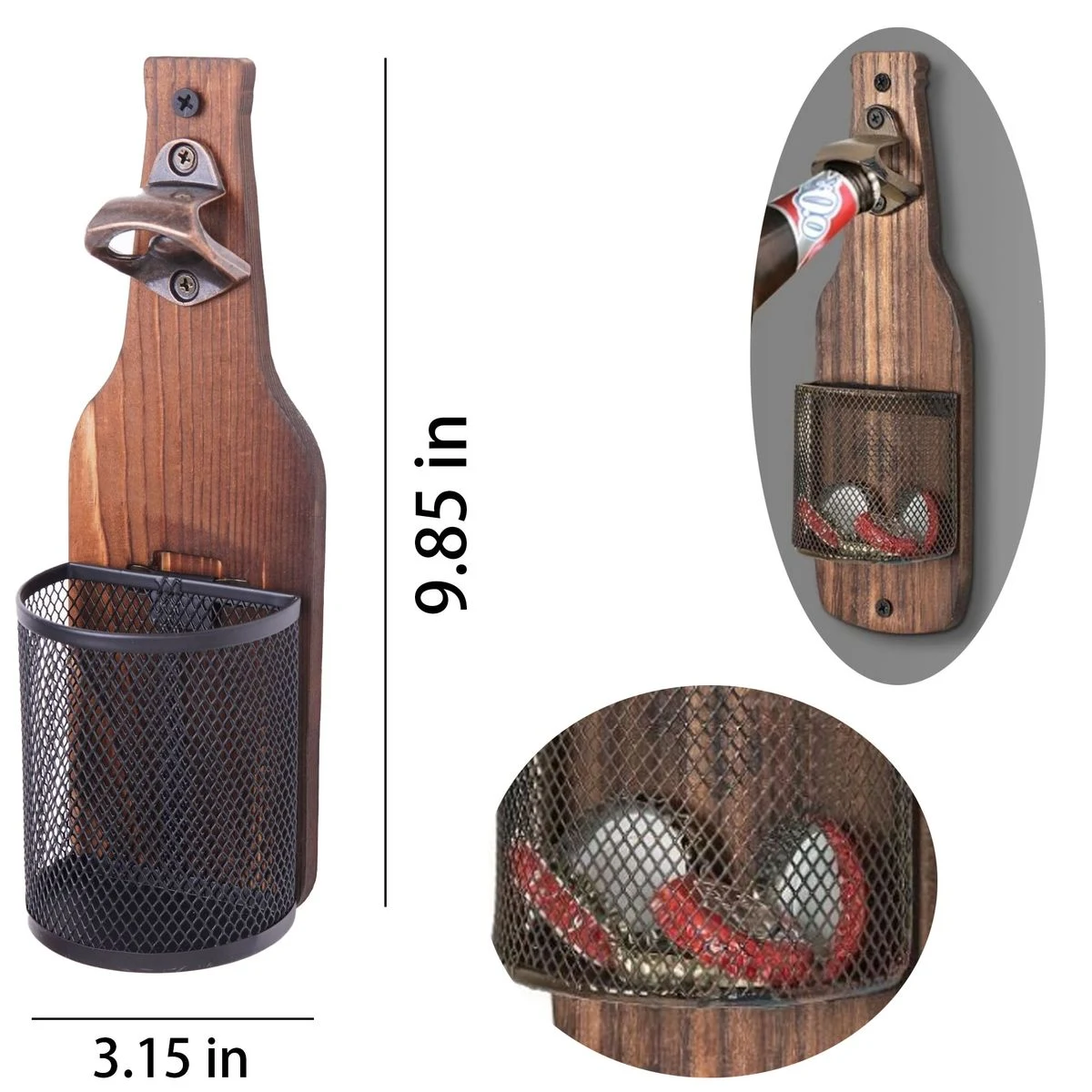 Vintage Wooden Wall-Mount Bottle Opener 1