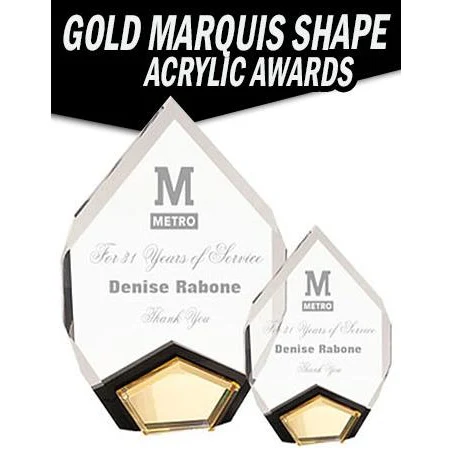 Acrylic Marquis: 1" thick 6x8", w/gold insert stan 1