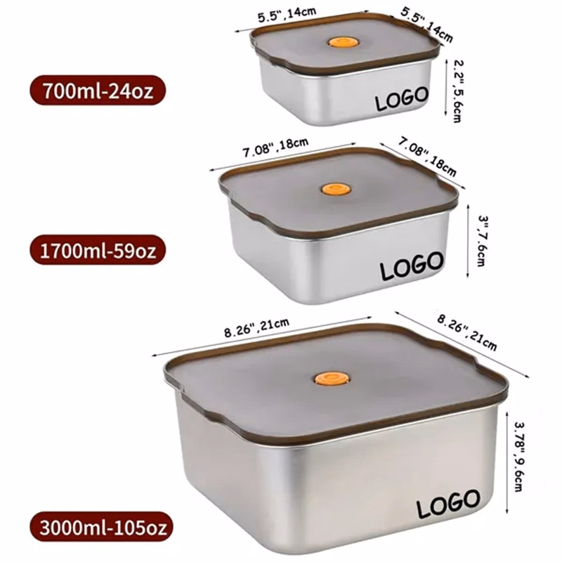 Stainless steel food storage containers