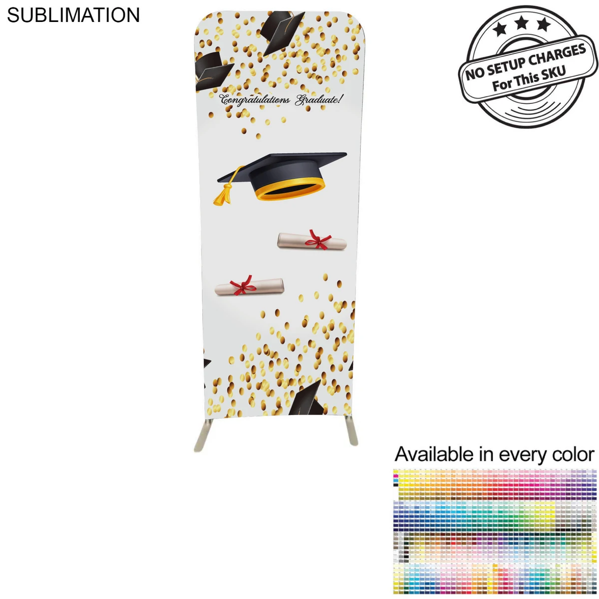 Graduation 2'W x 78"H EuroFit Tension Fabric Banner Display Kit, Graphics Double Sided 1