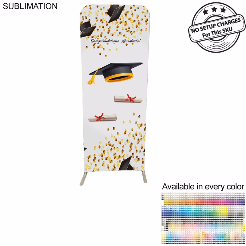 Graduation 2'W x 78"H EuroFit Tension Fabric Banner Display Kit, Graphics Double Sided